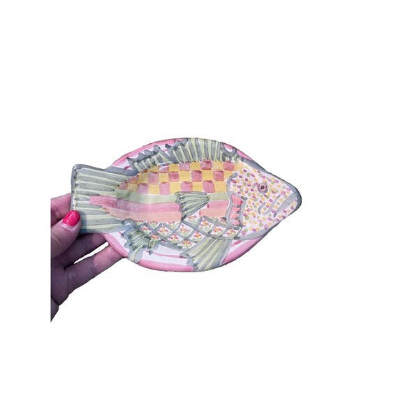 VTG 1997 MacKenzie Childs Multi Colored Ceramic Fish Platter  Made in Aurora, NY - Picture 1 of 8